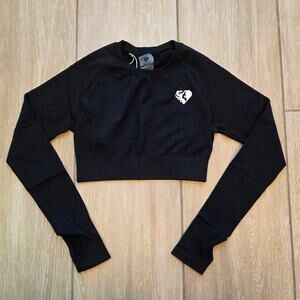Women’s Best Power Seamless Long Sleeve Crop Top Black XS NWT